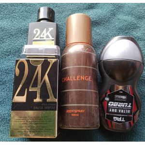 Black24k 30ml+challenge 100ml+Black Tag roll on 50ml= 3 items 