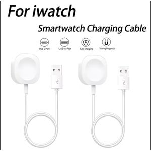 Smart Watch & iWatch Charger - Magnetic Charging Cable for Apple Watch, Smartwatch Charger, Round Shape. Magnetic Charger to USB-A ( White )