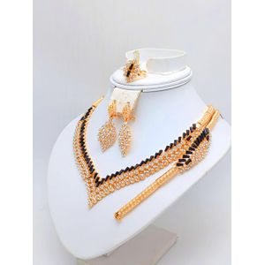 Unique Sophisticated Classic Enchanting Charming Jewel & Luxurious Fashionable Necklace + Earring + Bracelet & Ring For Special Rugged Ladies