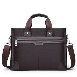 MEN'S BUSINESS LEATHER BAG BRIEFCASE, COMPUTER BAG, CROSSBODY BAG, SHOULDER BAG, LAPTOP BAG  -Brown