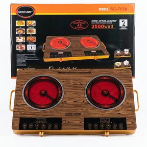 SILVER CREST 3500W Double Burner Hotplate Electric Infrared Ceramic Cooker with Touch & Knob Controls