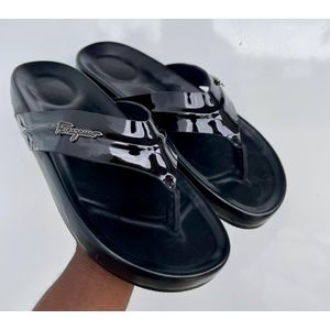 Salvatore Ferragamo Black thong slide
