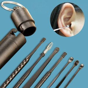 7 Pieces Stainless Steel Ear Care Cleaning Tool - Black