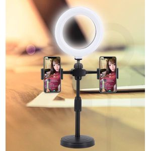 3Light Mode Desktop Adjustable Ring Light.With 2Phone Mount