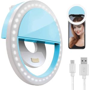 Lighting Portable Rechargeable LED selfie Ring Light for Photos and videos on smartphones, tablets, and laptops