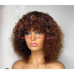 Super soft pixie curl fringe wig piano color 14inches