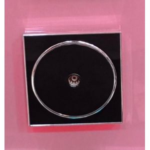 TV / Coaxial Signal Wall Outlet Plate (Glossy Black & Silver Trim)