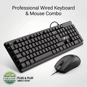 Wired Keyboard and Mouse Combo, LED Backlit, Ergonomic Design for Office and Gaming