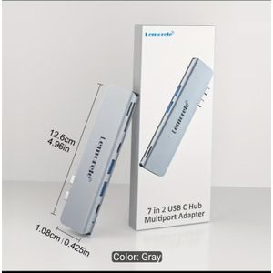 Lemorele TC14 7-in-2 USB-C Docking Station with HDTV 4K@60Hz, PD 60W Fast Charging, Aluminum Alloy Multiport Hub for Laptops, Desktops & Conference Presentations