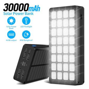 30000mAh Long Lasting Solar Power Bank for Phones, Built-in 32 Emergency Lights, Suitable for Home and Outdoor Power Supply