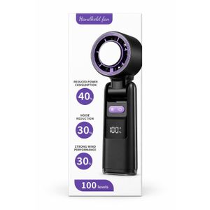 Portable Handheld Turbo Fan with Digital Display & Torch Light - 100 Speed Levels, Rechargeable & Quiet