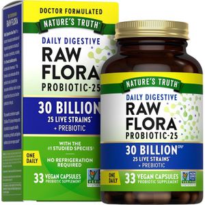 NATURE'S TRUTH Raw Flora Probiotic with Prebiotics 30 Billion CFU 33Caps