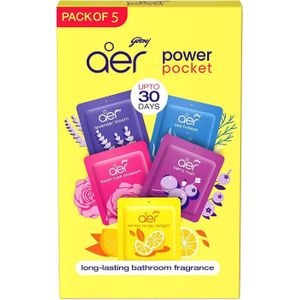 Godrej Aer Power Pocket Bathroom Fragrance – Pack of 5