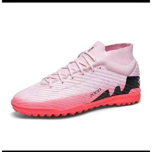 Men's High-Top Turf Football Boots – Lightweight Training Soccer Shoes – Pink