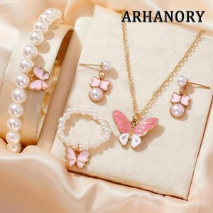 ARHANORY Women Jewelry Set Ladies Necklace Earrings Pearl Bracelet & Ring Gift Set