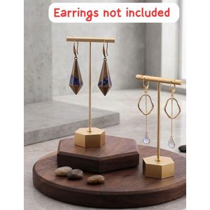 Metal Earring Display Stand T Bar Rack Tower Hexagon Base Jewelry Organizer for Retail Vendors & Online Store Photography