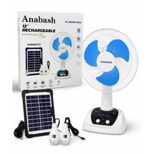 12-Inch Rechargeable Solar Fan 