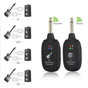 A8 Wireless Guitar Transmitter Receiver System, 2.4GHz Rechargeable, 24-bit/48KHz Audio, Low Latency