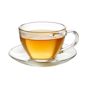 Tea / Coffee Cup and Saucer __ Clear / Transparent  >>> 6 cups and 6 Saucers