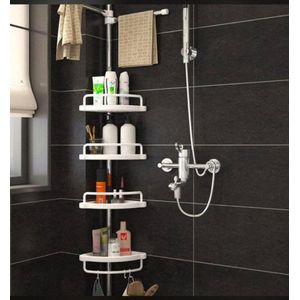 4 Tier Adjustable Corner Shower Caddy Bathroom Pole Shelf Floor to Ceiling Stainless Steel Storage Rack