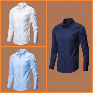 3 In 1 Fitted Office Long Sleeve Shirt-white, skyblue, navy blue