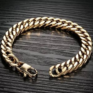 Unisex Cuban Chain Stainless Steel Bracelet Gold 