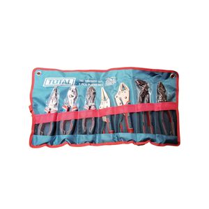 TOTAL 7Pcs Of Industrial Pliers Set with Canvas Roll-Up Bag