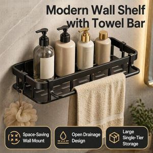 Baolihua Bathroom Rack with Towel Bar - Wall Mounted Shower Shelf Organizer