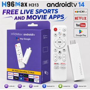 Original H96 MAX Android TV Stick with free live sports, football & movies pre-installed app, 2.4G Wifi 5G Wifi 16GB 4K 3D HDR Goole Voice Remote 2.4G Wifi 5G Wifi 16GB watch latest movies and live matches with original Netflix, Prime Video & YouTube Apps