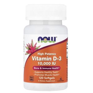 Now High Potency Vitamin D3 10,000 IU – Bone & Immune Health – Supports Healthy Teeth – Promotes Muscle Health – 120 Softgels