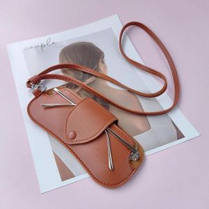 Soft PU Leather Glasses Case with Strap, Slim and Portable Sunglasses Holder for Bag, Protective Case with Button Closure for Eyeglasses and Reading
