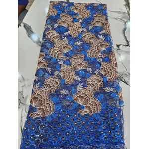 Royal blue lurex and Sequin Embroidered Lace Fabric for Asoebi Wedding & Event Wear