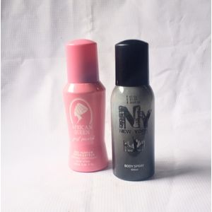 Perfume Combo 2 in 1 of African Queen and NYC New York Body Spray 100ml each (Unisex Daily Use), NAFDAC Number: Queen: A2-108260, NYC: 02-9456