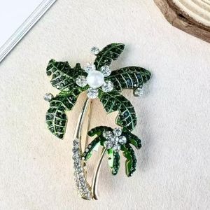 Beleoter Drip Enamel Coconut Tree Brooches Women Party Casual Brooch