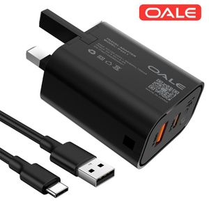 Oale iFAST1 C 12W Wall Charger with Type-C Cable, Super Fast Charging Dual Port for iPhone Android Travel