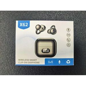 X62 Wireless Smart Clip-On Earbuds with LED Display & Noise Reduction