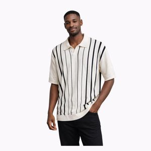 Men’s Stripe Knit Polo T-Shirt