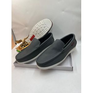 Clarks  Men’s Textured Leather Loafers with White Sole – Grey (ED203G)