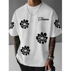 QUALITY COTTON ROUND NECK WHITE POLO T-SHIRT WITH DESIGN 