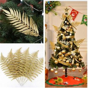 Fashion 1 Pcs Golden Christmas Xmas Tree Decoration Branches Leaf