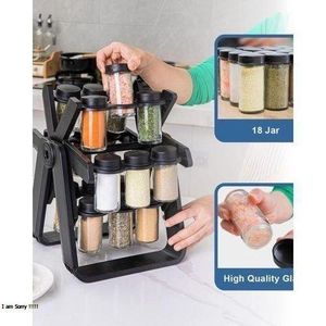 18 Jar Rotating Spice Rack - Ferries Wheel Space Saving & Spice Organizer