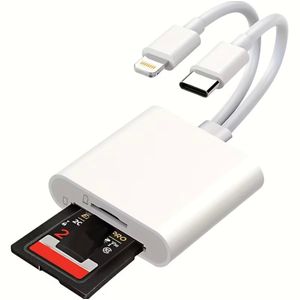 SD Card Reader for iPhone/iPad/Android, USB C Memory SD Card Reader with Dual Slot for Memory Card/SD, Lightning + USB C Camera Card Viewer/Reader Adapter for iPhone/iPad/Android/Camera, Plug and Play