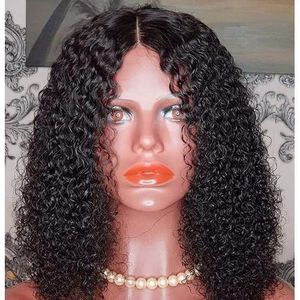 Fashion Cabinet Budget pissy curly hair wig with T frontal natural color 12 inches