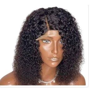 Classy ladies curly hair wig with T frontal natural color 12 inches