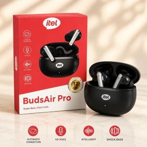 itel BudsAir Pro Wireless Bluetooth Earbuds – Super Bass, ENC Noise Cancellation, 30H Playtime, IPX5 Waterproof – Black