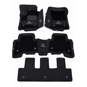 Premium Quality Double layered 7 seaters Floor mat For Lexus LX570- Black with Gold Sticthes