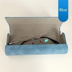 ONIBENZ Suede Hard Shell Eyeglasses Case with Glass Rope -Blue