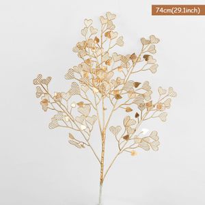 Gold Leaves Decorations for Christmas Artificial Golden Plants Fake Leaf -  17 Inch 5 Pack, Faux Foliage Simulation Flowers Grass Xmas Decor Plant