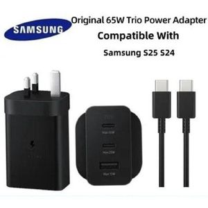 Samsung Original 65W Trio Port Charger Block Adapter Super Fast Type C to Type A Wall Adaptor Galaxy S26 S25 S24 Ultra/S24 plus/S24/S23 ultra/S23/S23 fe/S22/S21/A55/F55/M55/Z fold/flip/5/4/3