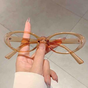 New Style Distinctive Oval Korean Style Fresh College Style Anti-blue Glasses Simple All-match Plain No-power Flat Glasses